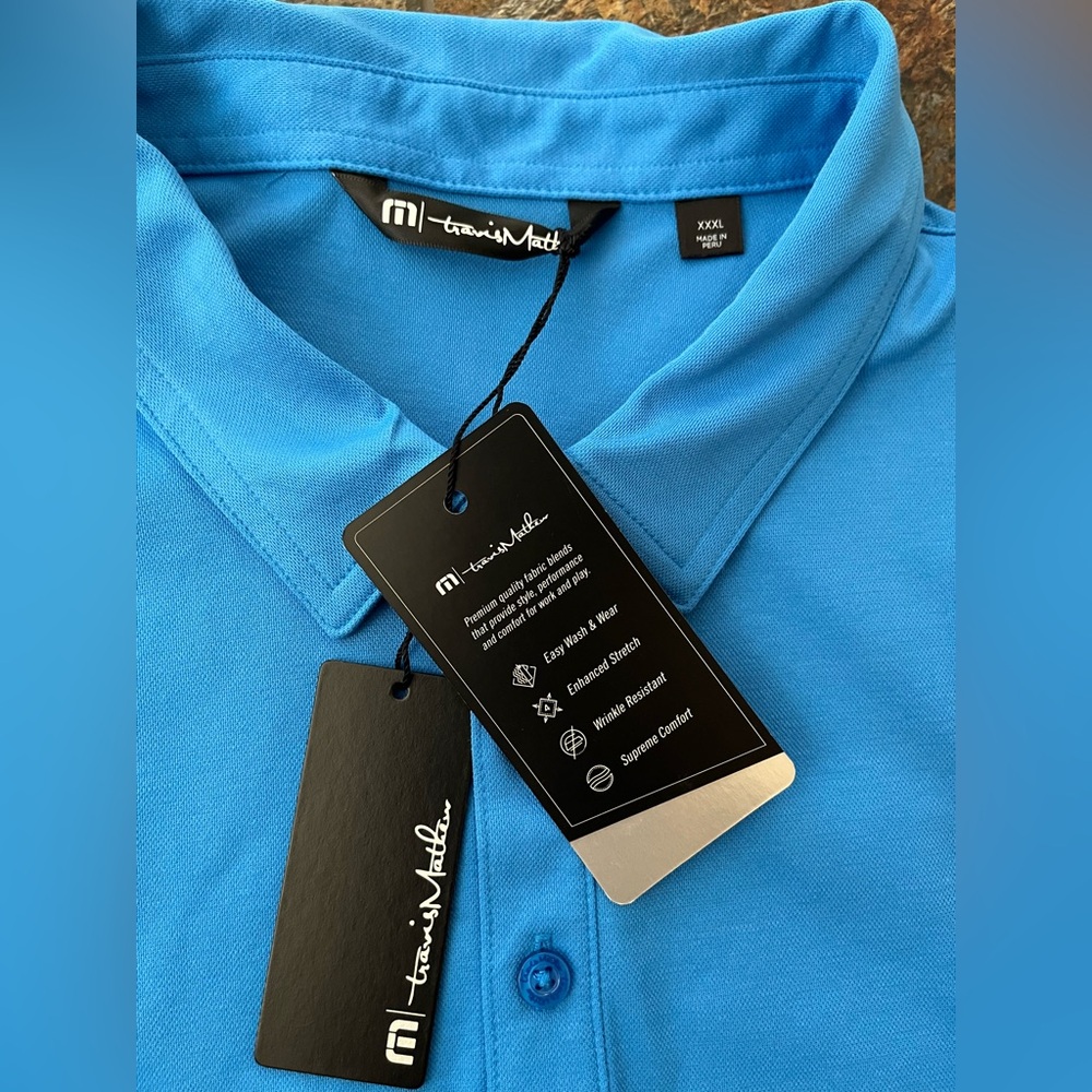 New Travis Matthew classic blue Oceanside performance golf polo. Size XXXL - Picture 3 of 11
